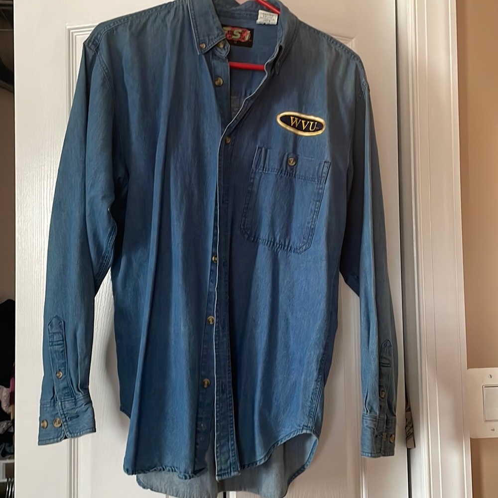 WVU Demin Long sleeve button down shirt
